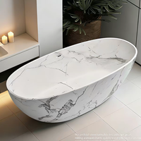 Baignoire autoportante en pierre artificielle blanche de luxe, sur mesure, nouveau design, en acrylique