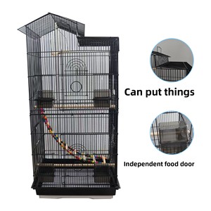 Lüks Büyük Kare Taşınabilir Kuş Kafesi, Papağanlar İçin Tel Çerçeveli - Kolay Temizlenen Kuş Villası Dış Mekan Ev Gri - Product Image 1