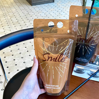 Portable OEM Impression Multi-Taille Zipper Transparent Stand up Pouch Café Boisson Jus Boisson Sac D'emballage Avec Pailles Et Trou