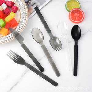 Nhiệm Vụ Nặng Nề Nhựa Du Lịch Sang Trọng Thìa Cá nhân Bọc Mạnh Mẽ Bạc Đen Dùng Một Lần Số Lượng Lớn Đóng Gói Để Đi Đồ Dùng Bộ - Product Image 4