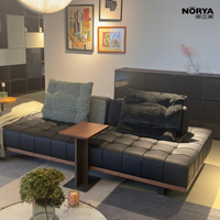 Ensemble de canapé sectionnel en forme de L NORYA, canapé en cuir véritable avec structure en bois de chêne massif pour le salon
