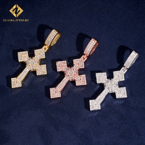 New Arrival 925 <b>Sterling</b> <b>Silver</b> Fashion <b>Cross</b> <b>Pendant</b> Necklaces Charms for Men Hip Hop Pass Diamond Tester Iced Out Fire Jewelry - Product Image 4