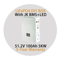 Boîtier de batterie LiFePO4 16 cellules JK BMS configurable, Bluetooth, mural, extensible, alimentation hors réseau, sortie 5 kWh, écran LCD, métal