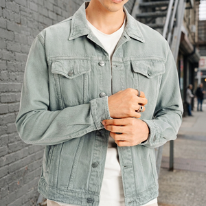 <b>Custom</b> <b>Denim</b> <b>Jacket</b> Men Stand Vintage Washed 100% Cotton Classic Spring Fashion Clothing Outdoor Casual Wear Personalized Single - Product Image 2