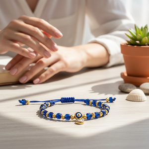 Pulsera de Cristal con Ojo Turco, Accesorio de Moda Macramé - Product Image 3