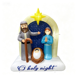Décoration de Noël gonflable de 6 pieds de haut, scène de la Sainte Famille illuminée avec étoile LED, pour jardin, extérieur - Product Image 6