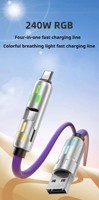 Kabel Data Usb multifungsi, kabel pengisian daya Cepat Usb 120W Pd 4 in 1 Zinc Alloy