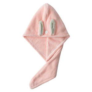 Gorro de Secado de Pelo con Orejas de Conejo Jiemeirui, Color Rosa, 26x65cm, Doble Capa Absorbente, Secado Rápido - Product Image 5