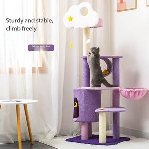 Tour d'escalade pour <span class=keywords><strong>chat</strong></span> Starry Sky Paradise en bois avec lit en chanvre, jouet nuage pour chaton, plateforme de saut, nid et colonne <span class=keywords><strong>à</strong></span> gratter - Product Image 4