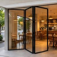 Porte pliante en verre et alliage d'aluminium moderne de haute qualité avec surface finie pour appartement, villa, séparation de salon