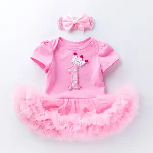 ホット販売幼児服夏の赤ちゃんの女の子のドレス半袖プリンセスドレス0-2歳の赤ちゃんの誕生日スーツチュチュスカート