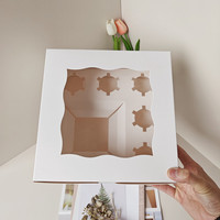Boîte d'emballage en papier rigide doublée d'éponge à fenêtre de 5 pièces avec logo personnalisé pour Cupcake Egg Tart Muffin Macaron Baking-Tailles de 4 à 5 pouces
