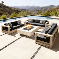 Ensembles de meubles de jardin SIGMA, meubles d'extérieur, ensemble de canapés en teck, chaise longue de patio, table, chaise, lit de soleil, canapé Villa Bali, bois naturel
