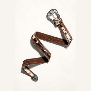 Ceintures en cuir véritable de vache avec poils, style western, boucle personnalisée, fournisseur B2B de Divine International - Product Image 1