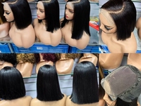 Peluca de Cabello Vietnamita Virgen 5*5 SDD Doble Trama Liso Extremo con Cutícula Alineada, Peluca Bob Corta SDD 250% Alta Densidad