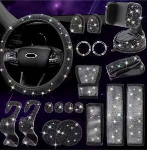 Universal Automotive Bling Diamond Leather Cool Steering Wheel <strong>Cover</strong> Sets For Women Steering Wheel <strong>Cover</strong> - Product Image 5