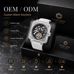 Luxury Square Tourbillon <strong>Automatic</strong> Mechanical <strong>Watches</strong> for Men Luminous Skeleton Rubber Sport Wristwatch Clock - Product Image 3