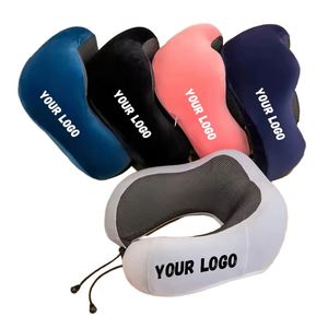 Oreiller de voyage en forme de U en velours polyester pour voiture et avion, livraison express directe d'usine - Product Image 1