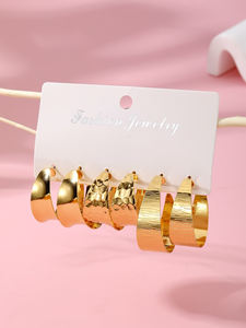 Juego de 3 Piezas de Aros Grandes Modernos con Diseño Geométrico para Mujer - Product Image 6