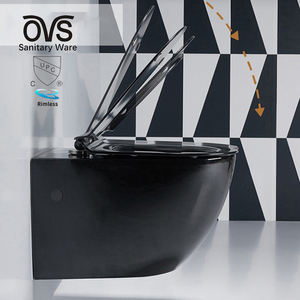 OVS cUPC Amérique du Nord Salle de bain moderne en céramique noire Accrochage mural <span class=keywords><strong>Wc</strong></span> Toilette flottante avec réservoir - Product Image 1