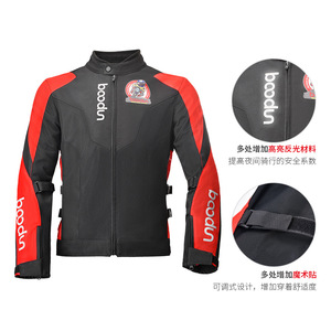 Chaqueta de Motociclismo para Hombre Boton, Roja, Resistente al Viento, para Todas las Estaciones, con Material Reflectante y Diseño Ajustable - Product Image 1