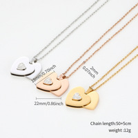 Kalung Liontin Hati Ganda Baru 2pcs Logo Kustom Terukir Foto di Locket Kalung Zirkon untuk Wanita Gadis Hadiah Terbaik