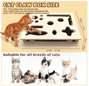 Custom <strong>Cat</strong> <strong>Scratch</strong> Puzzle Enrichment <strong>Box</strong> Large Solid Wood Construction <strong>Cat</strong> Nail File Enrichment <strong>Box</strong> with Sandpaper Inside - Product Image 4