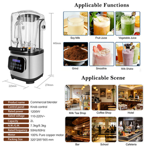 Robot culinaire électrique <span class=keywords><strong>de</strong></span> qualité supérieure, mixeur, moulin à épices, extracteur <span class=keywords><strong>de</strong></span> jus, avec couvercle insonorisant, blender commercial - Product Image 5