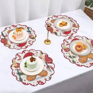 Manteles individuales de ondas circulares de Navidad, manteles antideslizantes resistentes al calor, <span class=keywords><strong>mantel</strong></span> redondo de decoración de Navidad <span class=keywords><strong>para</strong></span> fiesta de comedor de invierno - Product Image 3