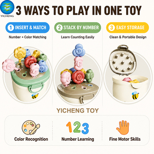 NEW Toddler Flower Color Number Matching <strong>Pegboard</strong> Toy With Storage Box Early STEM Fine Motor Learning Toys CE CPC Certified - Product Image 2