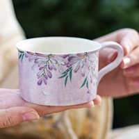 Tasse à thé en céramique de style chinois Chunying Wisteria peinte à la main, tasse individuelle pour le bureau, les voyages, Dehua