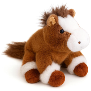 Adorable Caballo de Peluche Suave, Regalo para Cumpleaños o Cuarto de Bebé, con Granos de Poliestireno, Pelo Marrón, Cara Blanca, Acostado, Juguete de Caballo <span class=keywords><strong>Feliz</strong></span> - Product Image 3