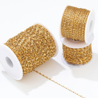 Cadena de eslabones ovalados de acero inoxidable chapado al vacío con labio aplanado, accesorio de moda DIY para gargantilla, bolsa de fornituras de joyería