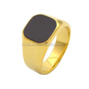 Hochwertiger schwarzer Emaille Custom Herren <span class=keywords><strong>ring</strong></span> Vergoldeter Edelstahl Schwarzer Tropf kleber <span class=keywords><strong>ring</strong></span> - Product Image 4