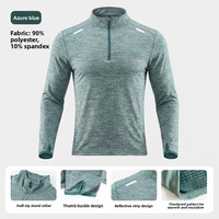 T-shirt de sport unisexe à manches longues, col montant, demi-zip, séchage rapide, en polaire polyester ripstop, épais, pour l'hiver, course à pied, 220g