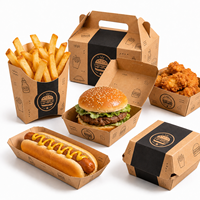 Set di Scatole di Carta per Fast Food Serie Hot Dog, Confezioni Usa e Getta per Patatine Fritte, Ali di Pollo e Hamburger