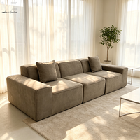Canapé en tissu de lin respirant, mousse haute résilience compressée, emballé sous vide, mobilier moderne pour salon, idéal pour Airbnb et hôtels