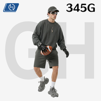 Conjunto de Sudadera de Felpa de Color Sólido y Pantalones Cortos, Corte Holgado, Estilo Urbano Americano, Informal, para Hombre, Suministro de Marca Privada