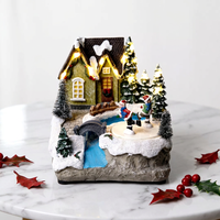 Fabricant de décorations de Noël en polyrésine, scènes de village de Noël, ornements de Noël musicaux à LED, patinage sur glace, OEM ODM personnalisé, pour bureau et maison