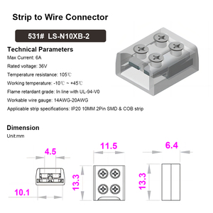 2-pin 8 mét 10 mét solderless <span class=keywords><strong>LED</strong></span> Tape ánh sáng kết nối trong suốt PC <span class=keywords><strong>LED</strong></span> Strip ánh sáng kết nối cho 12V 24V màu duy nhất <span class=keywords><strong>LED</strong></span> Strip - Product Image 4