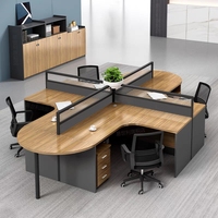 Poste de travail moderne pour personnel de fabricant, bureau modulaire en L de 2, 4 ou 6 places avec cloison en bois, postes de travail de bureau