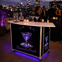 Bar pliable en aluminium pour événements, 47,75 * 19,5 * 42,75 pouces, armoire de bar portable, station de barman mobile avec plateau supérieur et intermédiaire