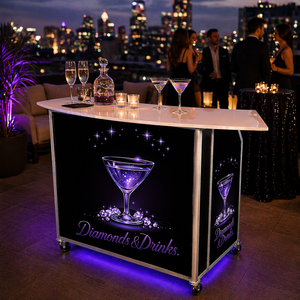 Aluminum Folding Portable Event <b>Bar</b> 47.75 * 19.5 * 42.75in, Portable <b>Bar</b> Cabinet Mobile Bartender Station with Top and Middle - Product Image 2