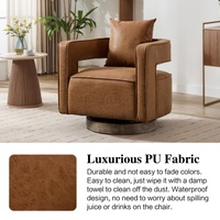 Fauteuil pivotant moderne OEM en cuir PU avec dossier inclinable réglable et base patinée en bois