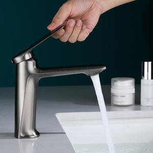 Grifo de lavabo de cobre con una sola manija, montado en el encimera, de un solo orificio, para agua fría y caliente, para lavabo de baño. - Product Image 2