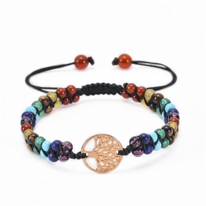 Bracelet de yoga double couche en cristal turquoise Charm Life, tissé à la main, en pierre naturelle, pour femme, motif <span class=keywords><strong>arbre</strong></span> de vie en forme de boule - Product Image 1