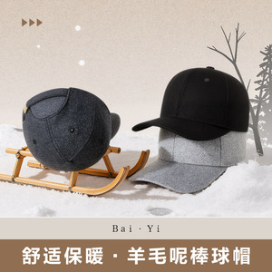 Gorra de béisbol con forro polar de lana, gorra cálida con visera para hombre, gorro para deportes al aire libre de invierno, protección solar, resistente al viento, color negro - Product Image 2