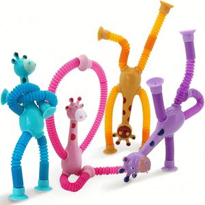 <b>Led</b> Suction Cup Giraffe Toy Shape Changing Telescopic <b>Tube</b> Fidget <b>Tubes</b> Sensory Toys - Product Image 1