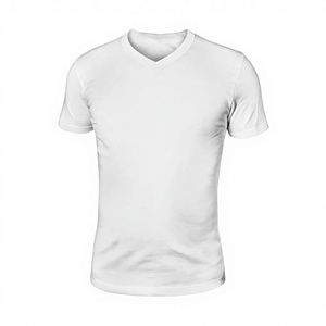 Men's <b>White</b> <b>V</b>-<b>Neck</b> Short Sleeve Polyester/Cotton Jersey <b>T</b>-<b>Shirt</b> Regular Fit Casual Solid Eco-Friendly Quick Dry Anti-Wrinkle - Product Image 1