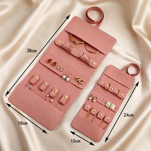Trendy Tan Suede <strong>Jewellery</strong> Pouch Set Portable Microfiber Jewelry Holder Bag Personalized Folding <strong>Jewellery</strong> Organizer Supplies - Product Image 3